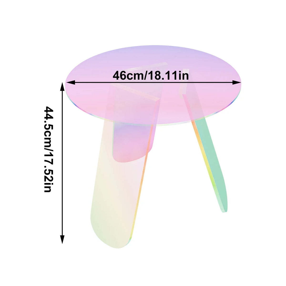 Round Iridescent Side Table Small Space Acrylic End Table Coffee Table Furniture for Home Living Room Cafe