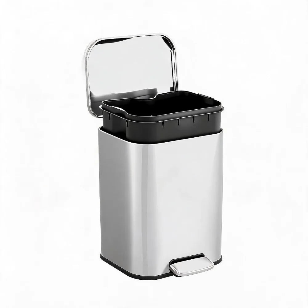 5L Stainless Steel Step Trash Can With Lid And Inner Bucket Silent Close Narrow Bin for Home Kitchen Bathroom Bedroom Kitchen