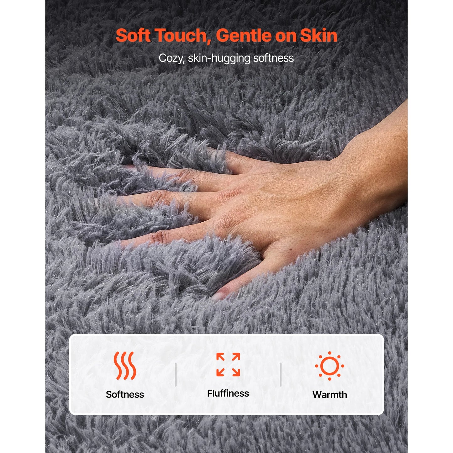 SucceBuy Indoor Plush Area Rugs 8 x 10 ft Soft Plush Carpet Furry Shag Area Rugs for Living Room Bedroom Non-Shedding Non-Woven