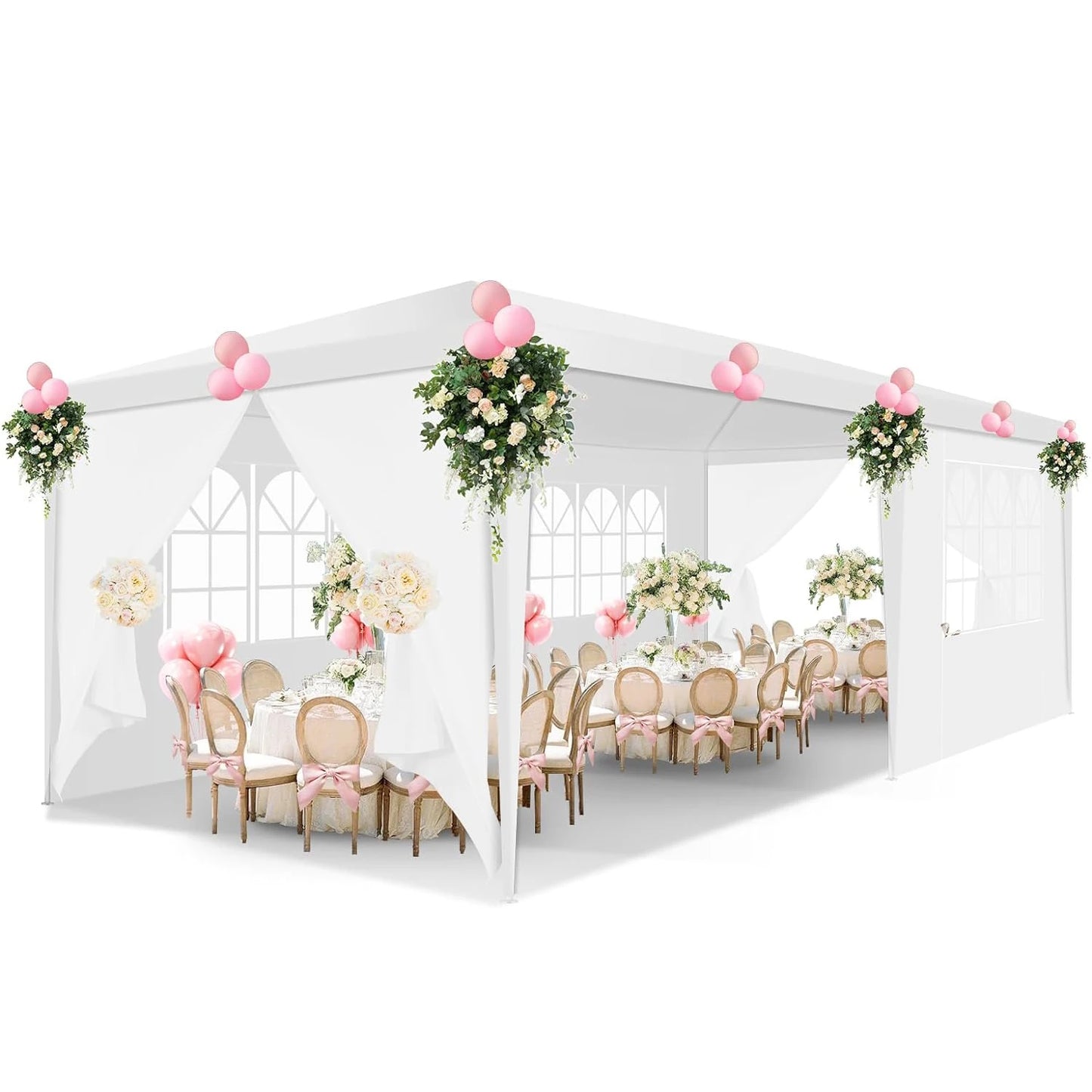 10x10/10X20/10x30FT Party Tent Outdoor Canopy Tent with Sidewalls Upgrade Removable, White Tents for Parties Waterproof
