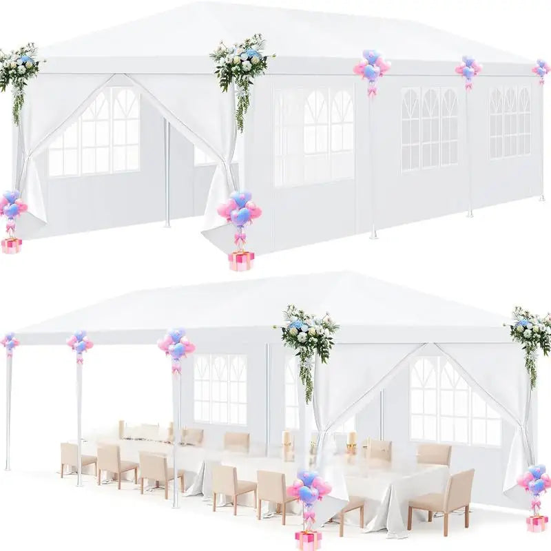 10x10/10X20/10x30FT Party Tent Outdoor Canopy Tent with Sidewalls Upgrade Removable, White Tents for Parties Waterproof