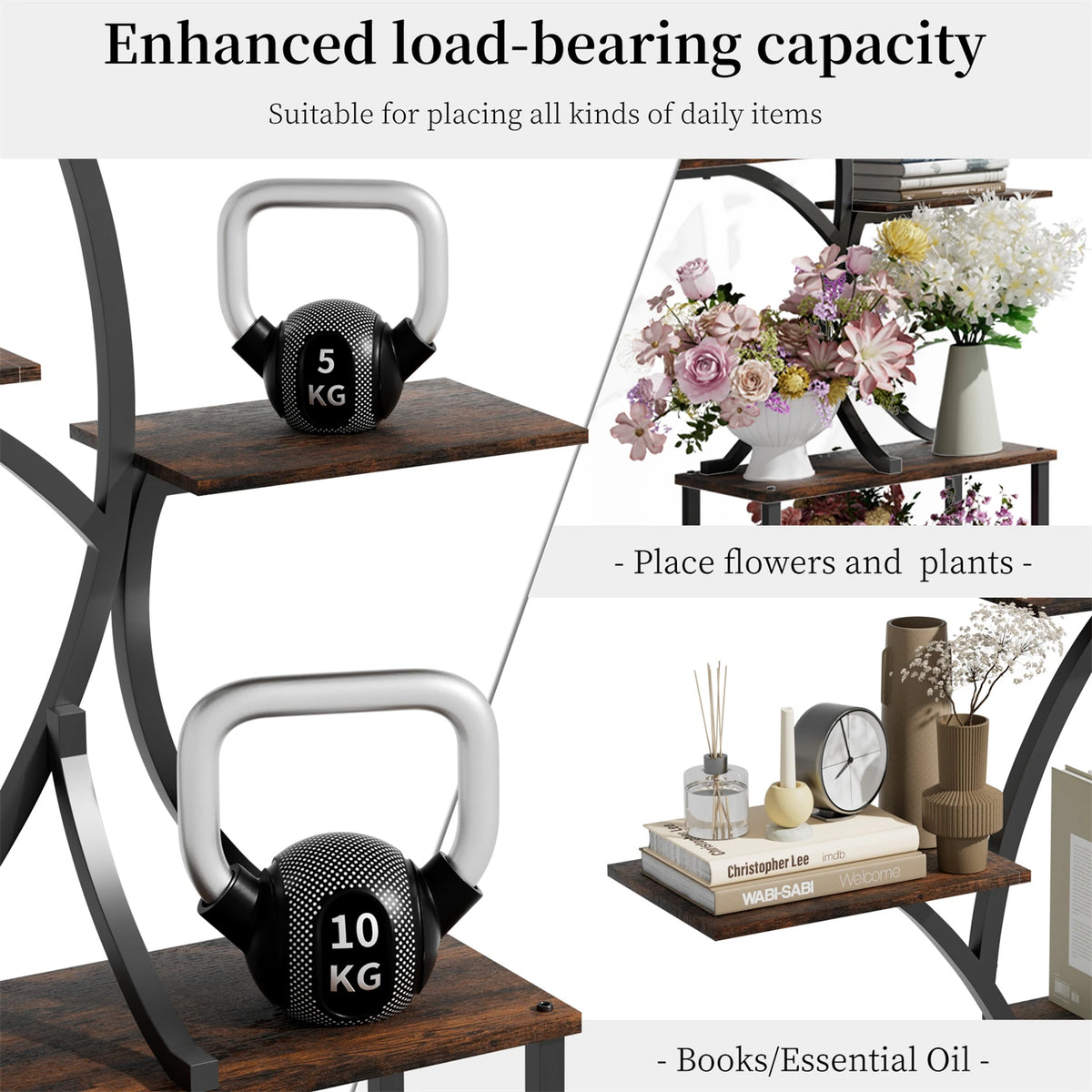 7 Tier Tree Shaped Plant Stand for Patio Living Room Metal Plant Flower Pot Display Holder with Lights