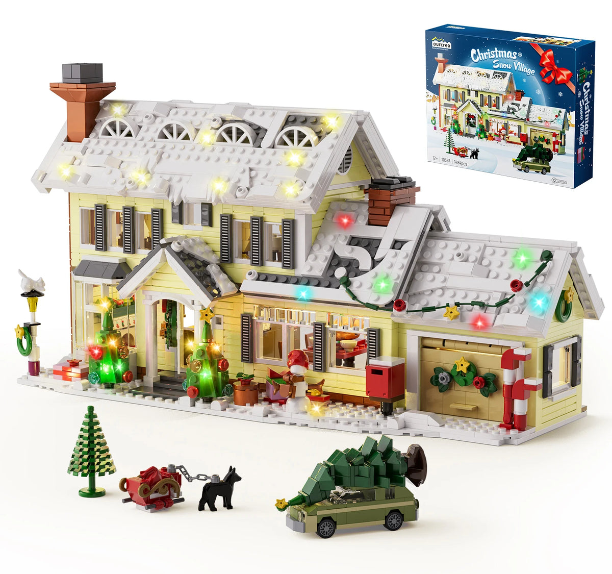Christmas Snow Village House Building Blocks Architecture Model Home Decoration Room Ornament Winter Festive Holiday Gift for Adults