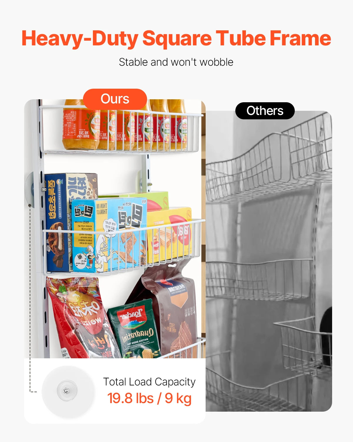 VEVOR 6/8/9/10 Tier Over the Door Pantry Organizer Heavy-Duty Steel Hanging Spice Rack, Adjustable Wall Seasoning Shelves
