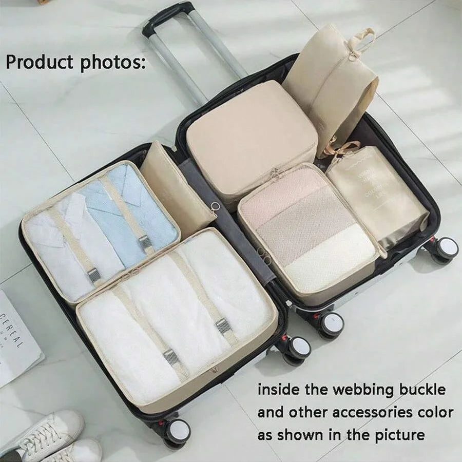 7/8/9Pcs Set Travel Organizer Storage Bags Suitcase Packing Cubes Set Cases Portable Luggage Clothes Shoe Tidy Pouch Folding