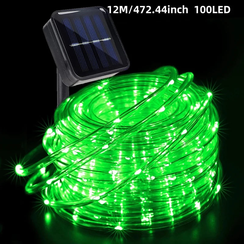 1pc Solar LED Tube Light 100LED Tube Rope String Light 8 Modes with Outdoor PVC Tube Light Solar Fence Light For Home Garden Yard Party Party Decoration