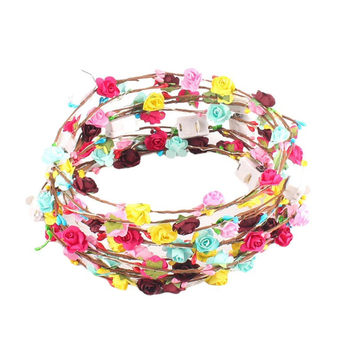 30pcs Paper Rose Wreath Set LED Light-Up Headbands, Party Wreaths, Suitable for Glow-in-the-Dark Wedding Party Hair Accessories