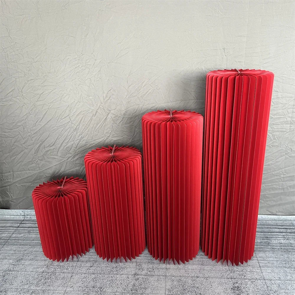 Folding Cylindrical Wedding Backdrop Decor Birthday Party DIY Decoration Ornaments White Folding Dessert Table Stand Baby Shower