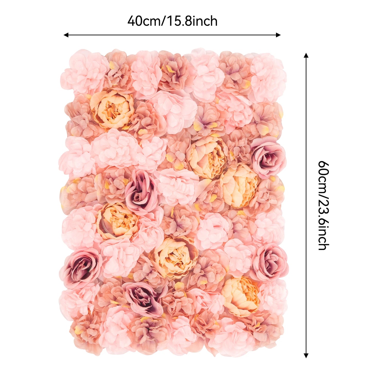 6 Panels Artificial Flower Wall Autumn Pink Dahlia Rose Peony Silk Waterproof Fade Resistant Handmade Flower Hedge Panel for Wedding Backdrop Party Decor Home Garden Wall Decoration Outdoor Indoor Artificial Greenery