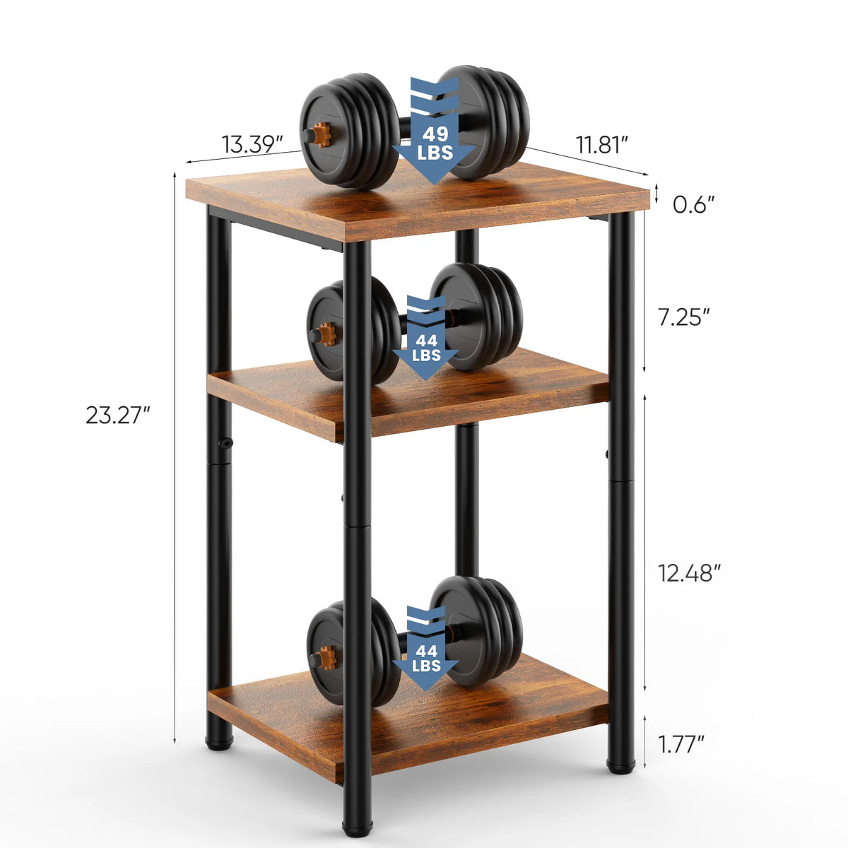 MCQ 3 Tier End Table Set of 2 Living Room Coffee Tables Storage Shelf Nightstand with Adjustable Feet For Tea Dining Tables