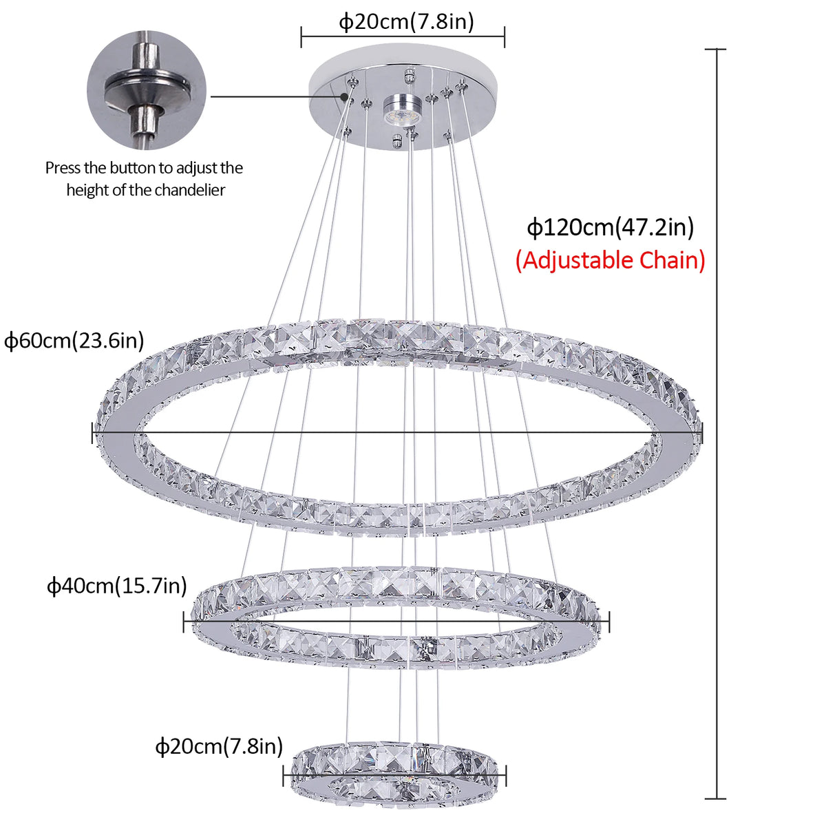 Crystal Pendant Light Living Room Remote Control Gold Chrome Lustre Ceiling Chandeilers Lamp for Bedroom Home Decoration Luminai
