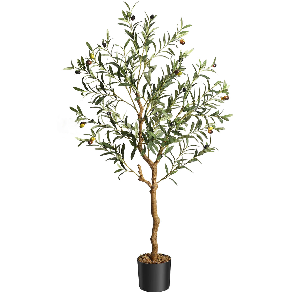 1Pc/2Pcs Artificial Olive Tree 4ft / 5ft / 6ft, Large Artificial Plants Fake Plastic Plants in Pot for Home Bedroom Decor