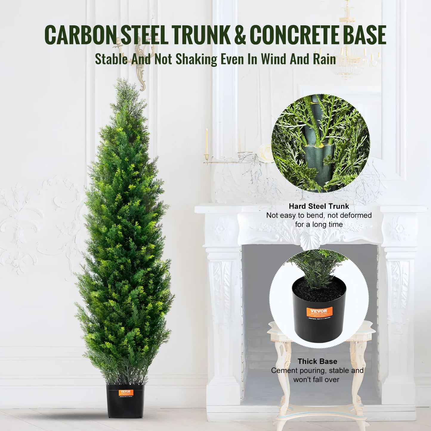 SucceBuy Artificial Cedar Topiary Tree, 48 inch Tall (2 Pieces), with Extra Leaves & Pot Faux Evergreen Fake Pine Cypress Trees
