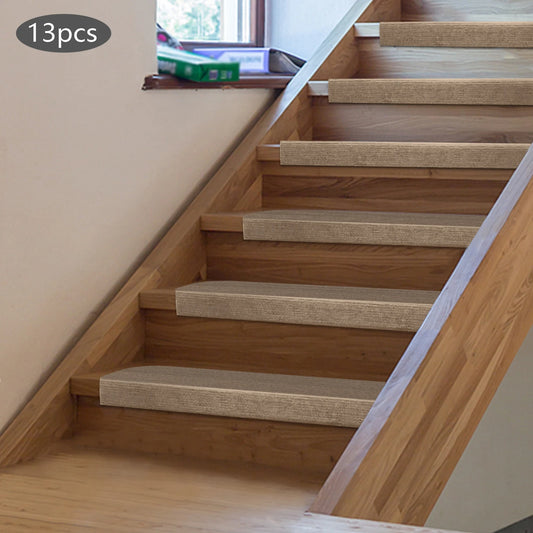 13PCS Carpet Stair Treads Mat 55*24cm Beige Stair Non-slip Carpet Mat Protection Cover Pad for Hallway Children's Bedroom