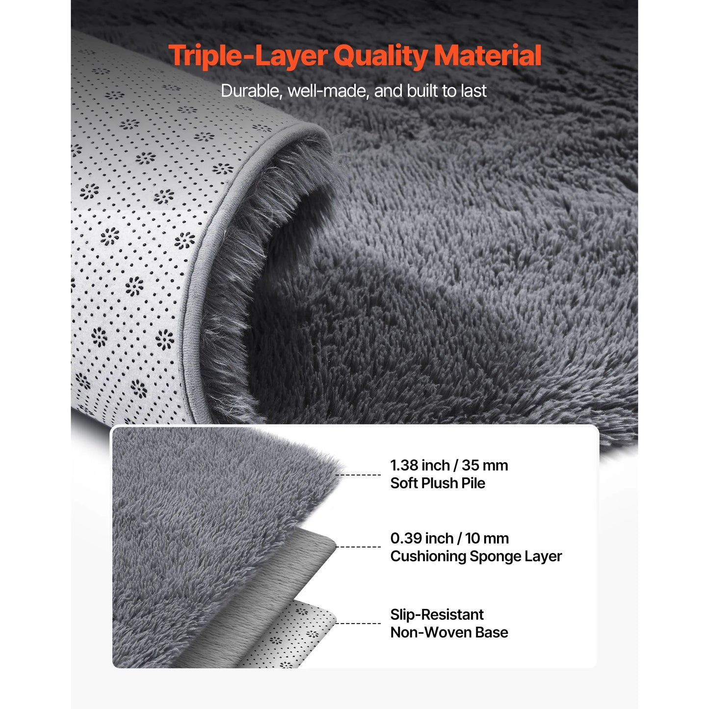 SucceBuy Indoor Plush Area Rugs 8 x 10 ft Soft Plush Carpet Furry Shag Area Rugs for Living Room Bedroom  Non-Shedding Non-Woven