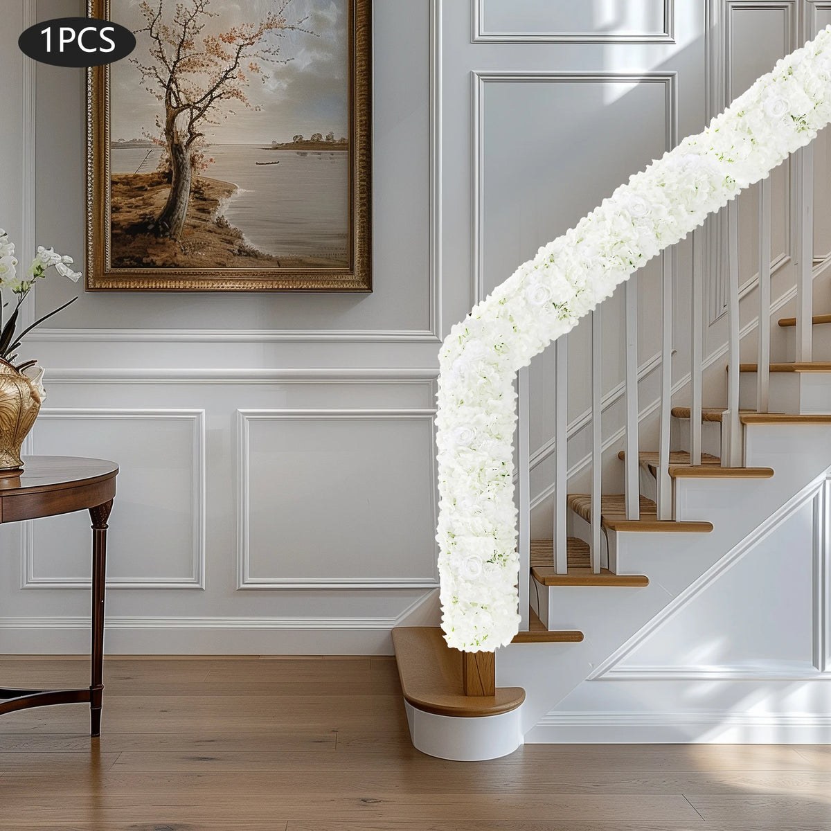 Artificial Flower Flower Wall Display White Rose Hydrangea Dahlia for Wedding Backdrop Table Decoration DIY Reusable Home Party