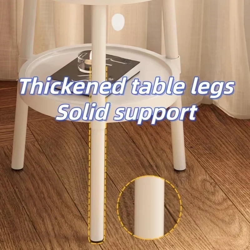 Sofa Side Tables, 2-Tier Open Coffee Table, Portable Round End Table, Decorative Corner Table for Living Room, Balcony, Bedroom