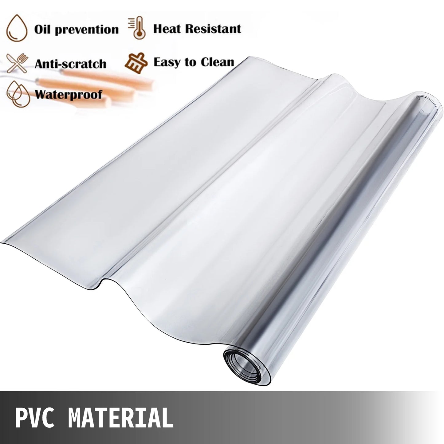SucceBuy PVC Tablecloth Transparent Table Cloth 1.5mm2mm Waterproof Oilproof Plastic Soft Glass Protector Cover for Dining Table