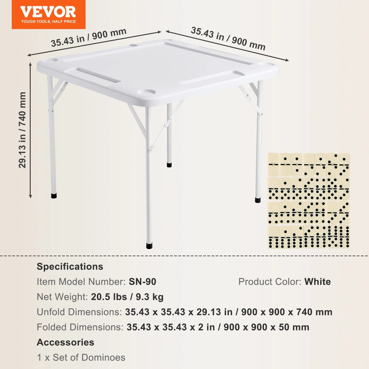 SucceBuy Mahjong Table 4 Player Folding Domino Table with Wear-Resistant Green Tabletop Portable Square Card Table 4 Chip Trays
