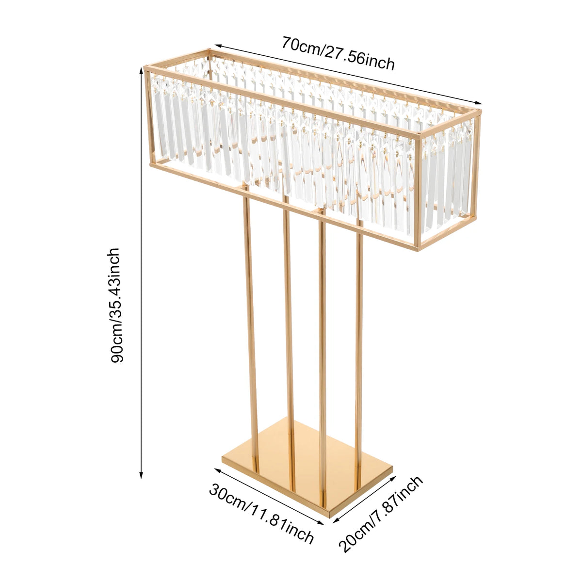 2pcs Tall Golden DIY Iron Frame Crystal Flower Stand for Wedding Centerpiece Luxury Event Sturdy Base Anti-tip Crystal Flower Display Rack Floor Tabletop Flower Holder Banquet Birthday Party Valentine's Day Floral Decor