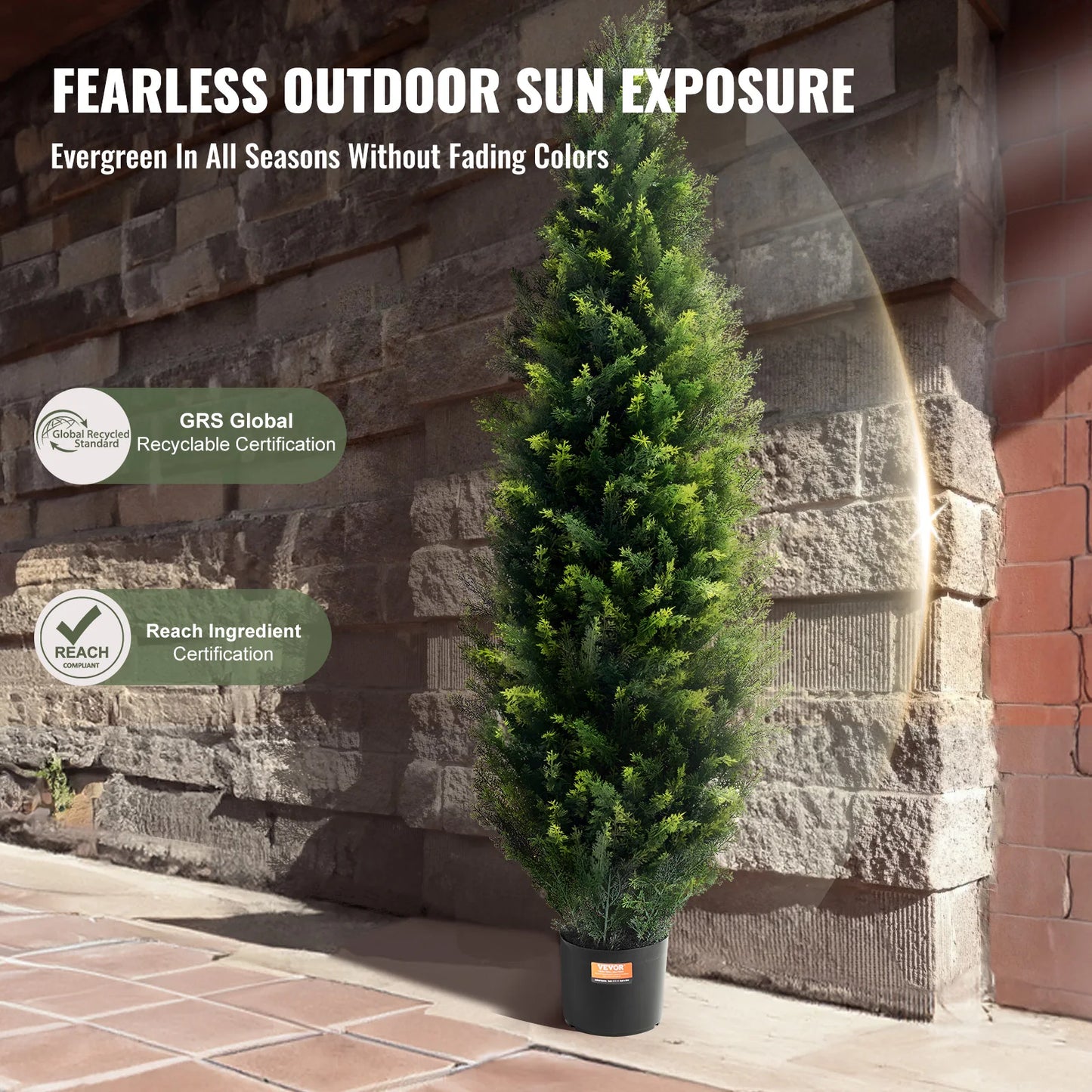 SucceBuy Artificial Cedar Topiary Tree, 48 inch Tall (2 Pieces), with Extra Leaves & Pot Faux Evergreen Fake Pine Cypress Trees