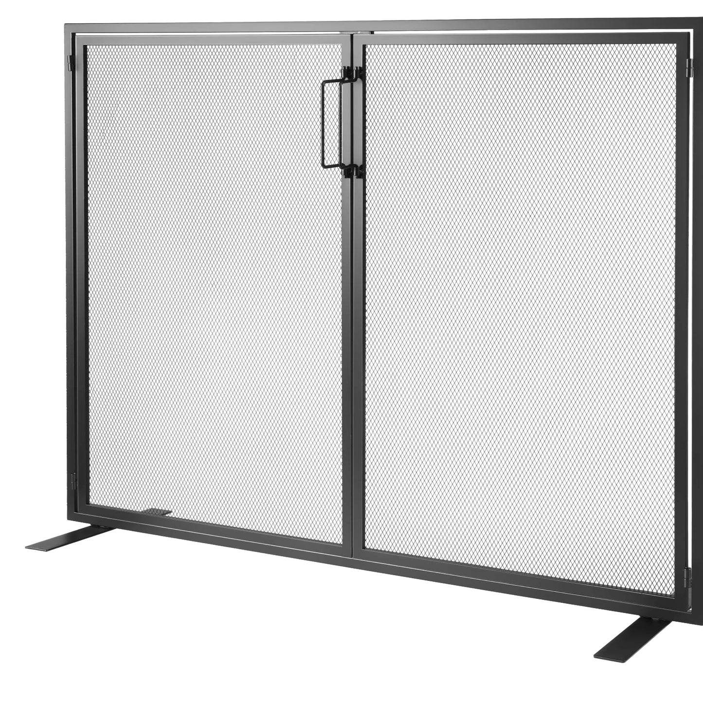 SucceBuy Fireplace Screen 1 Panel with Door Iron 38.98inch(L) x30.7inch(H) Spark Guard Cover For Living Room Home Decor Moder