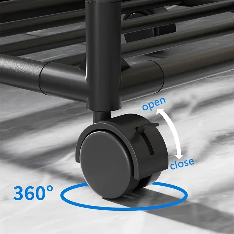 Six-story removable metal wheeled storage cart - Multifunctional storage racks for kitchens, bedrooms, bathrooms and laundry rooms - Space-saving design to store seasoning bottles, tableware and more | Open Shelf Design |