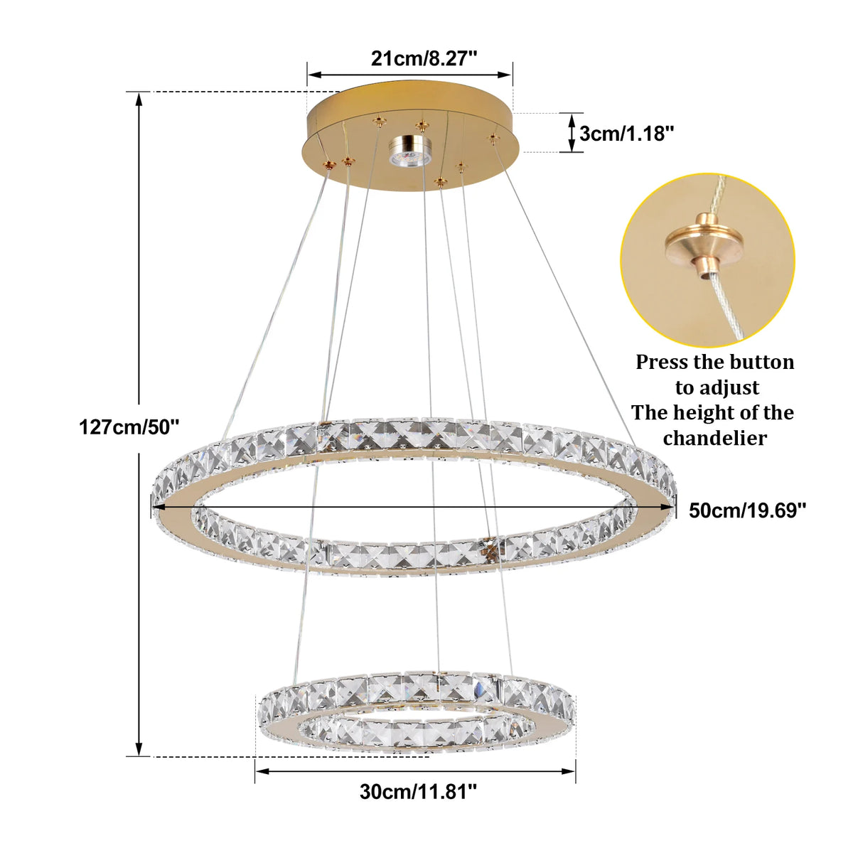 Crystal Pendant Light Living Room Remote Control Gold Chrome Lustre Ceiling Chandeilers Lamp for Bedroom Home Decoration Luminai