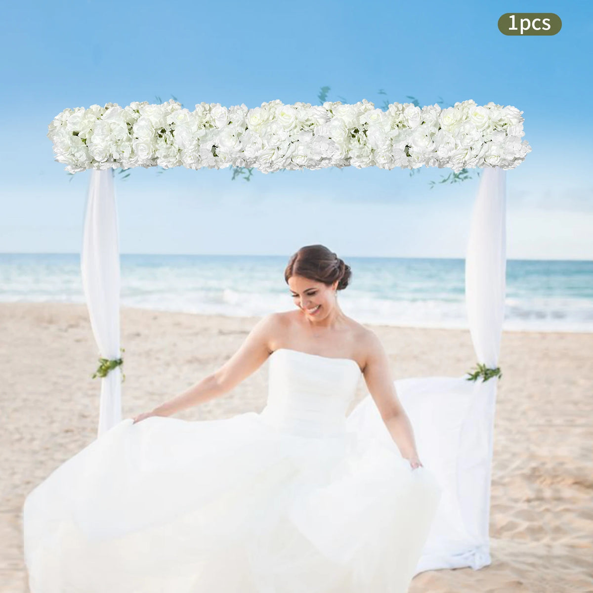Artificial Flower Flower Wall Display White Rose Hydrangea Dahlia for Wedding Backdrop Table Decoration DIY Reusable Home Party