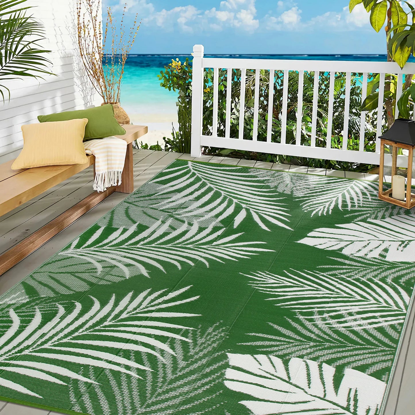 8‘x10' Outdoor Rug Waterproof Recycled Plastic Straw Rug Patio Rug Indoor Outdoor Carpet for Patio Deck Camping RV Beach