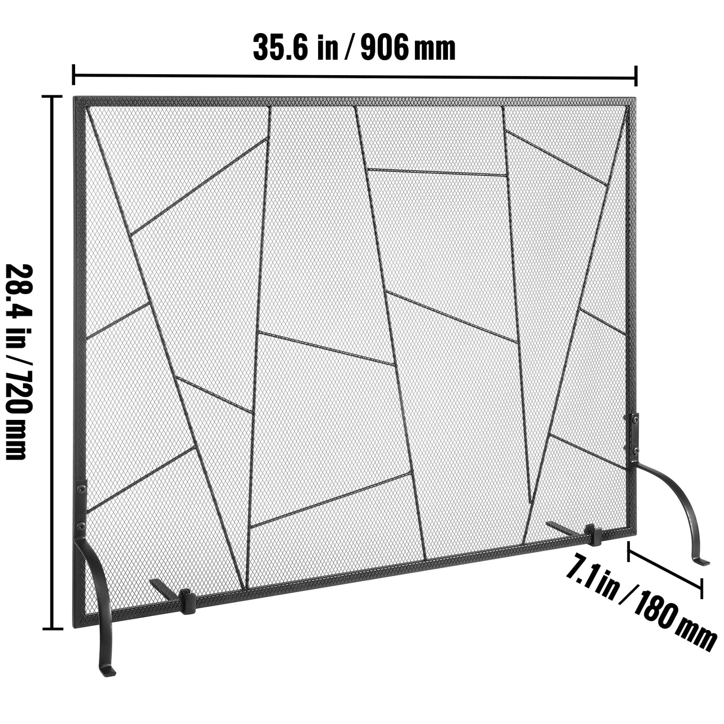 SucceBuy Fireplace Screen 1 Panel with Door Iron 38.98inch(L) x30.7inch(H) Spark Guard Cover For Living Room Home Decor Moder