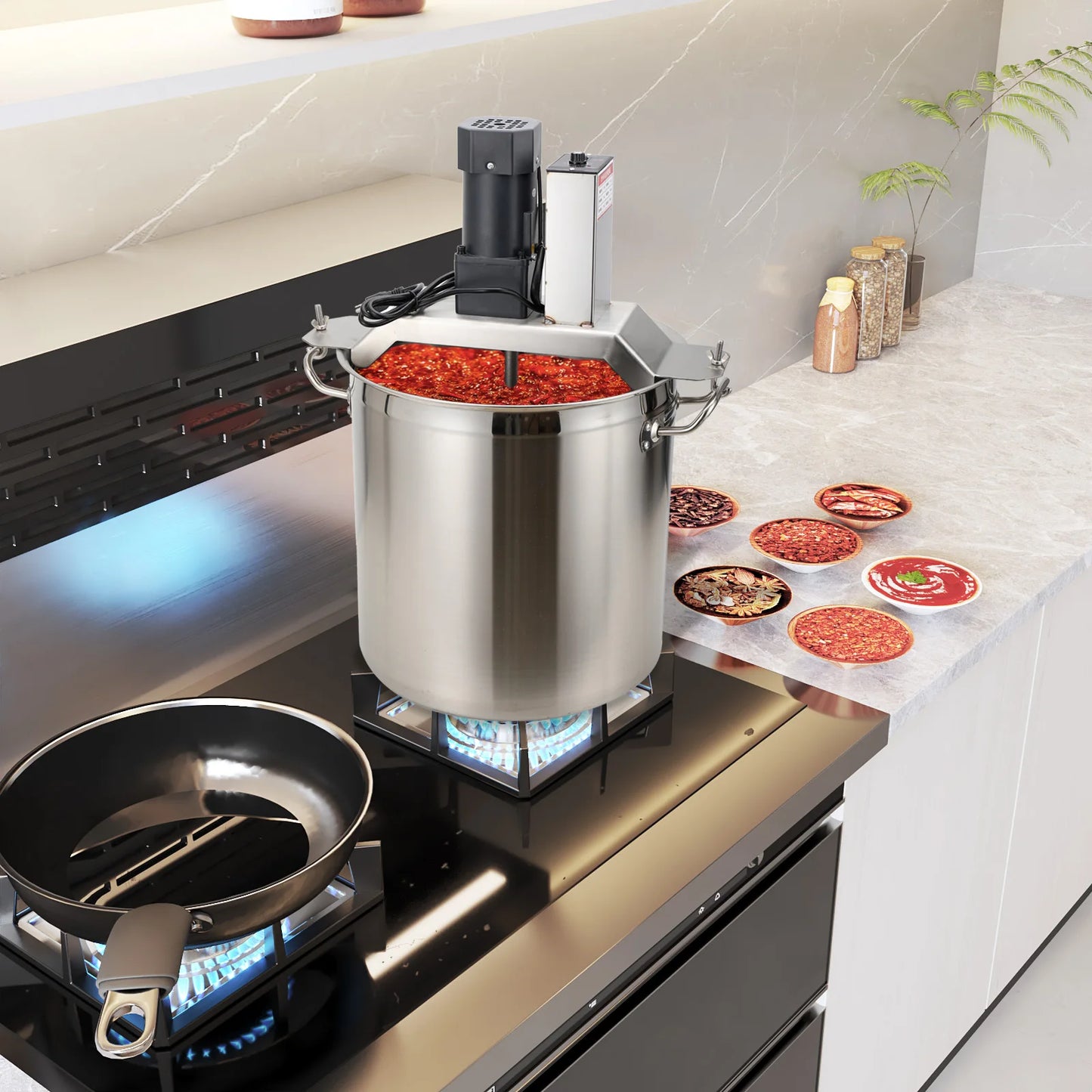 110V 40L Automatic Food Mixer Hot Pot Bottom Soup Sauce Stirrer Frying Machine