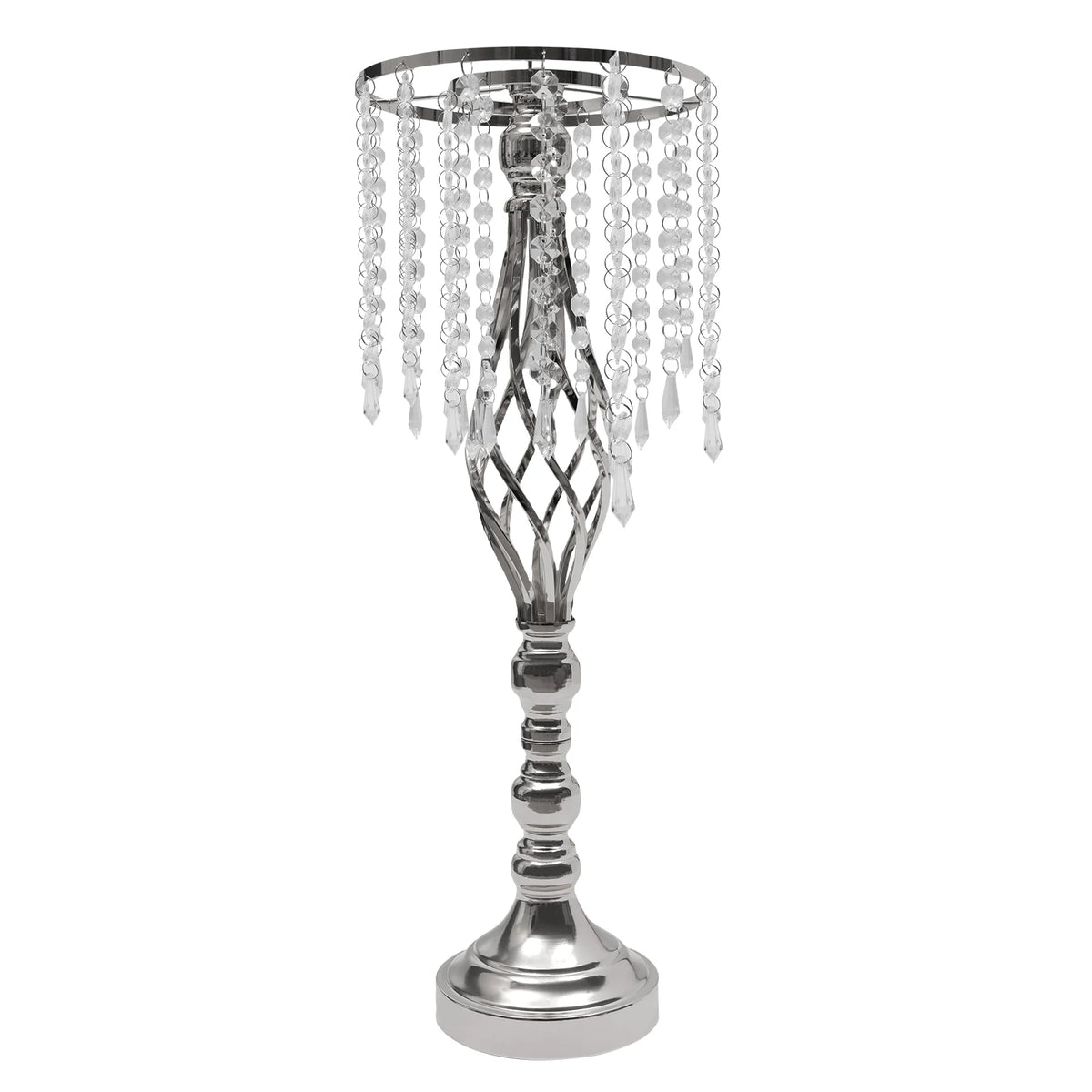 6pcs Crystal Flower Stand, Wedding Centerpiece, Crystal Wedding Flower Stand 55cm Silver Iron Durable DIY Vase Holder for Party Event Decor