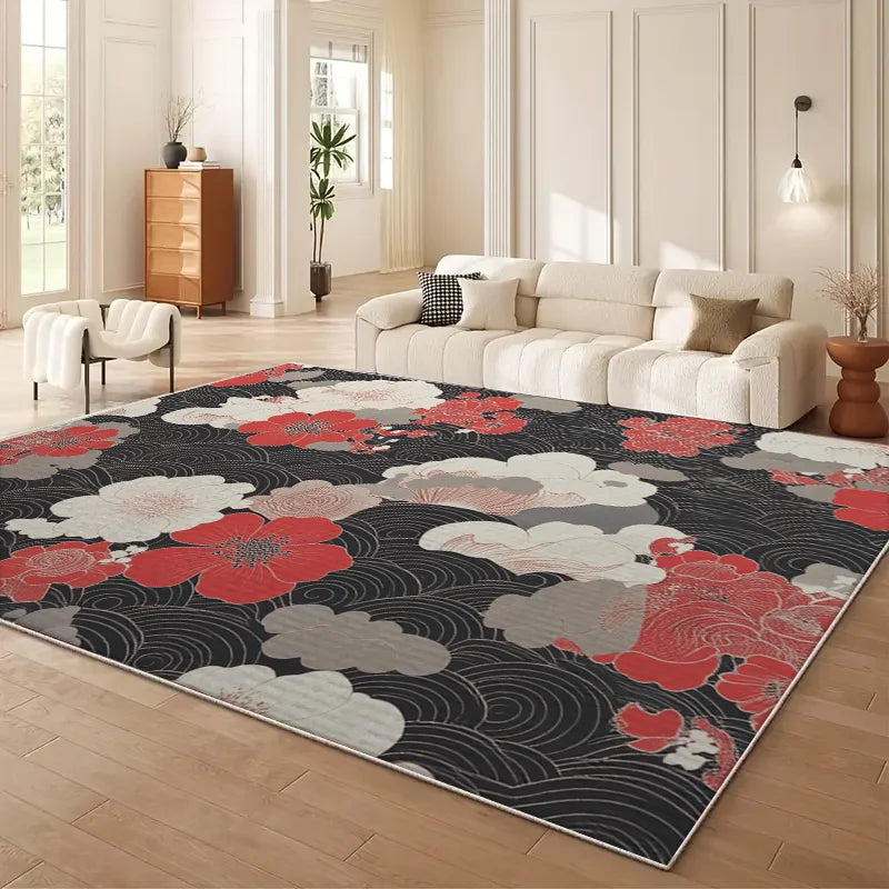 Luxurious New Chinese Style Floral Sofa Area Rug Large Scale Full Coverage Non-Slip Mat Easy to Clean And Maintain Home Use