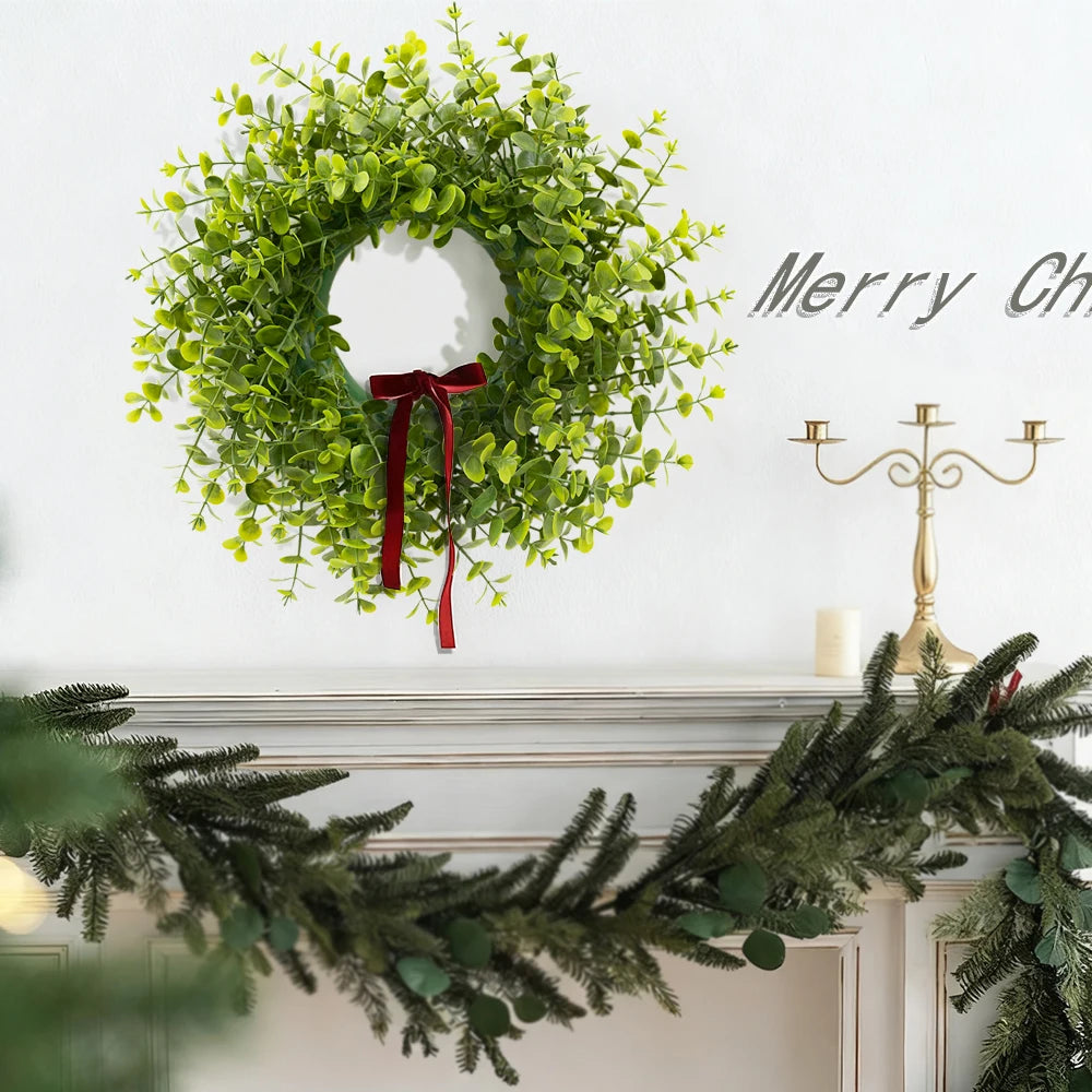 Large Boxwood Wreath for Home Front Door Porch Window Artificial Boxwood Leaves Greenery Outdoor Wreath for Farmhouse Wall Decor