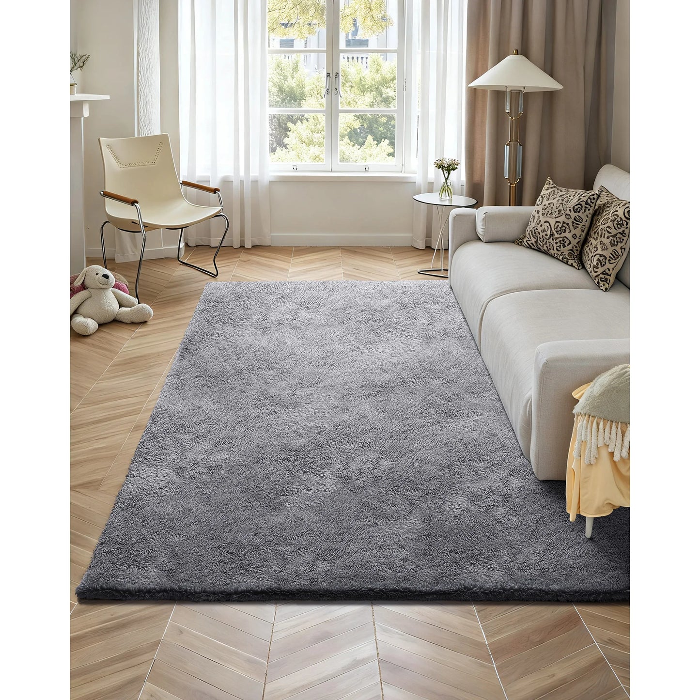 SucceBuy Indoor Plush Area Rugs 8 x 10 ft Soft Plush Carpet Furry Shag Area Rugs for Living Room Bedroom  Non-Shedding Non-Woven