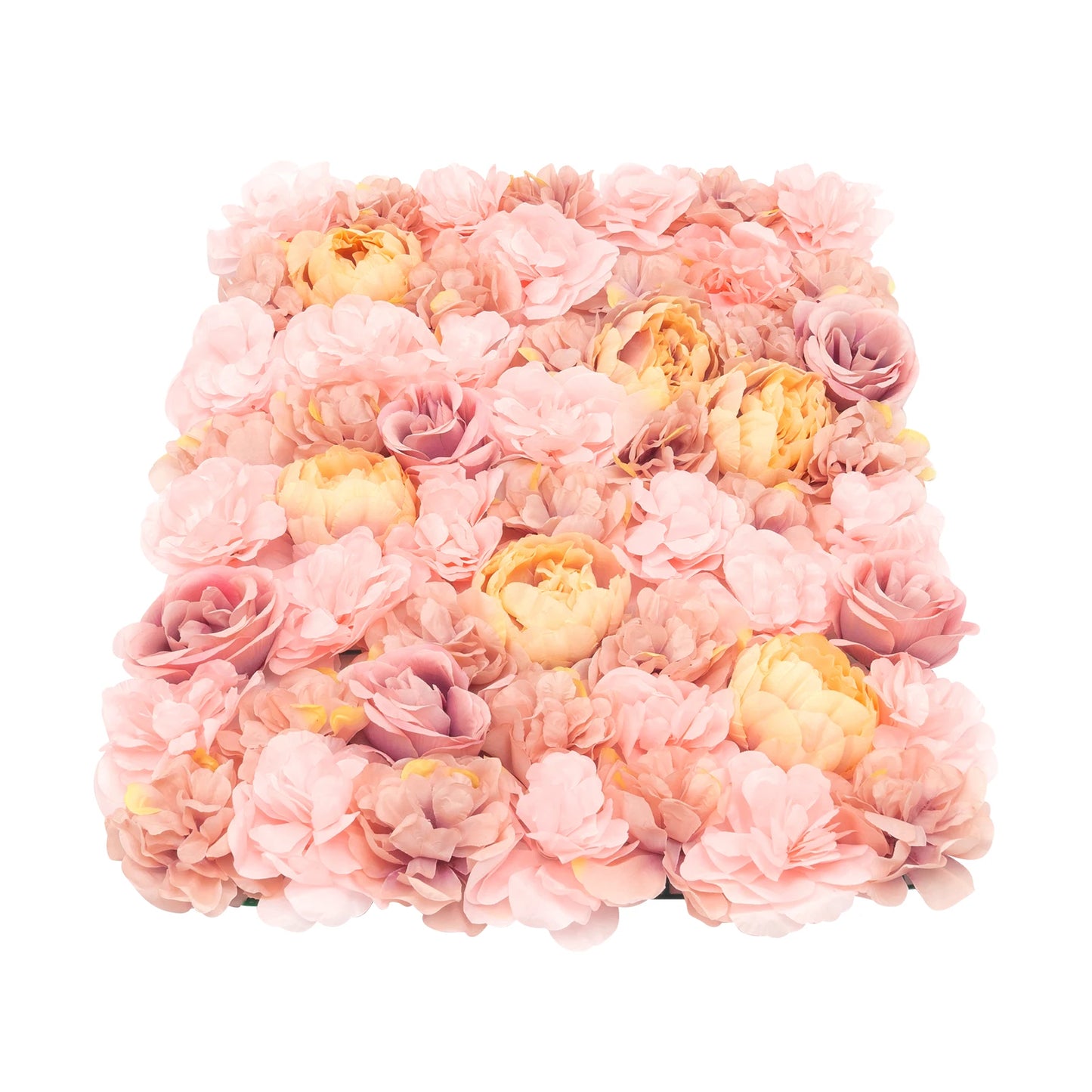 6 Panels Artificial Flower Wall Autumn Pink Dahlia Rose Peony Silk Waterproof Fade Resistant Handmade Flower Hedge Panel for Wedding Backdrop Party Decor Home Garden Wall Decoration Outdoor Indoor Artificial Greenery