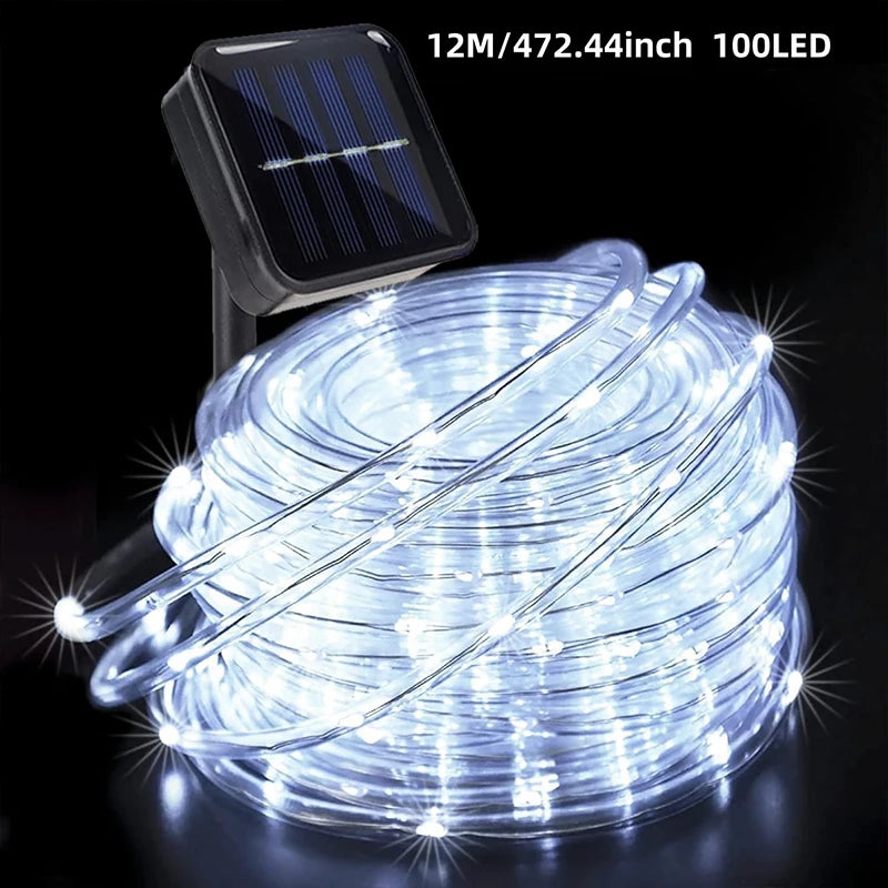 1pc Solar LED Tube Light 100LED Tube Rope String Light 8 Modes with Outdoor PVC Tube Light Solar Fence Light For Home Garden Yard Party Party Decoration