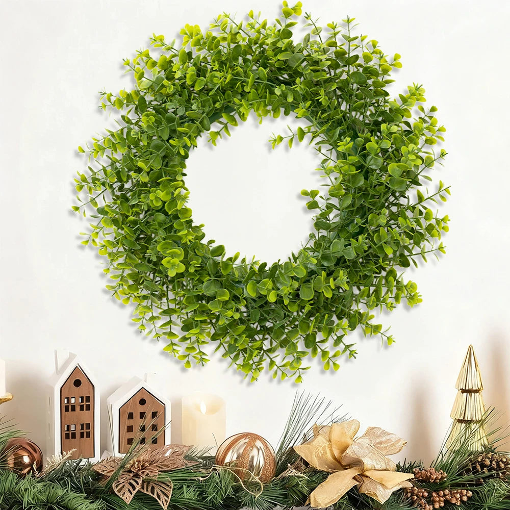 Large Boxwood Wreath for Home Front Door Porch Window Artificial Boxwood Leaves Greenery Outdoor Wreath for Farmhouse Wall Decor