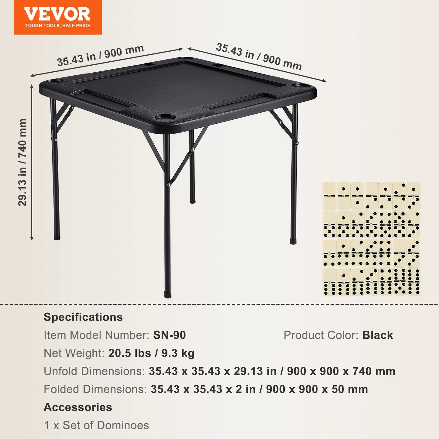 SucceBuy Mahjong Table 4 Player Folding Domino Table with Wear-Resistant Green Tabletop Portable Square Card Table 4 Chip Trays
