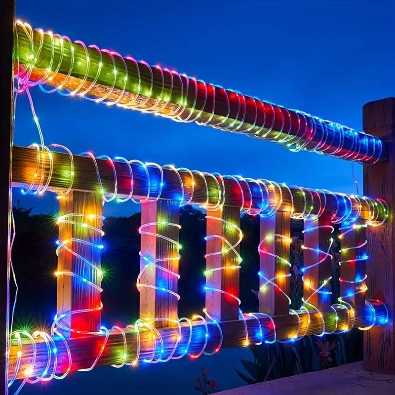 1pc Solar LED Tube Light 100LED Tube Rope String Light 8 Modes with Outdoor PVC Tube Light Solar Fence Light For Home Garden Yard Party Party Decoration