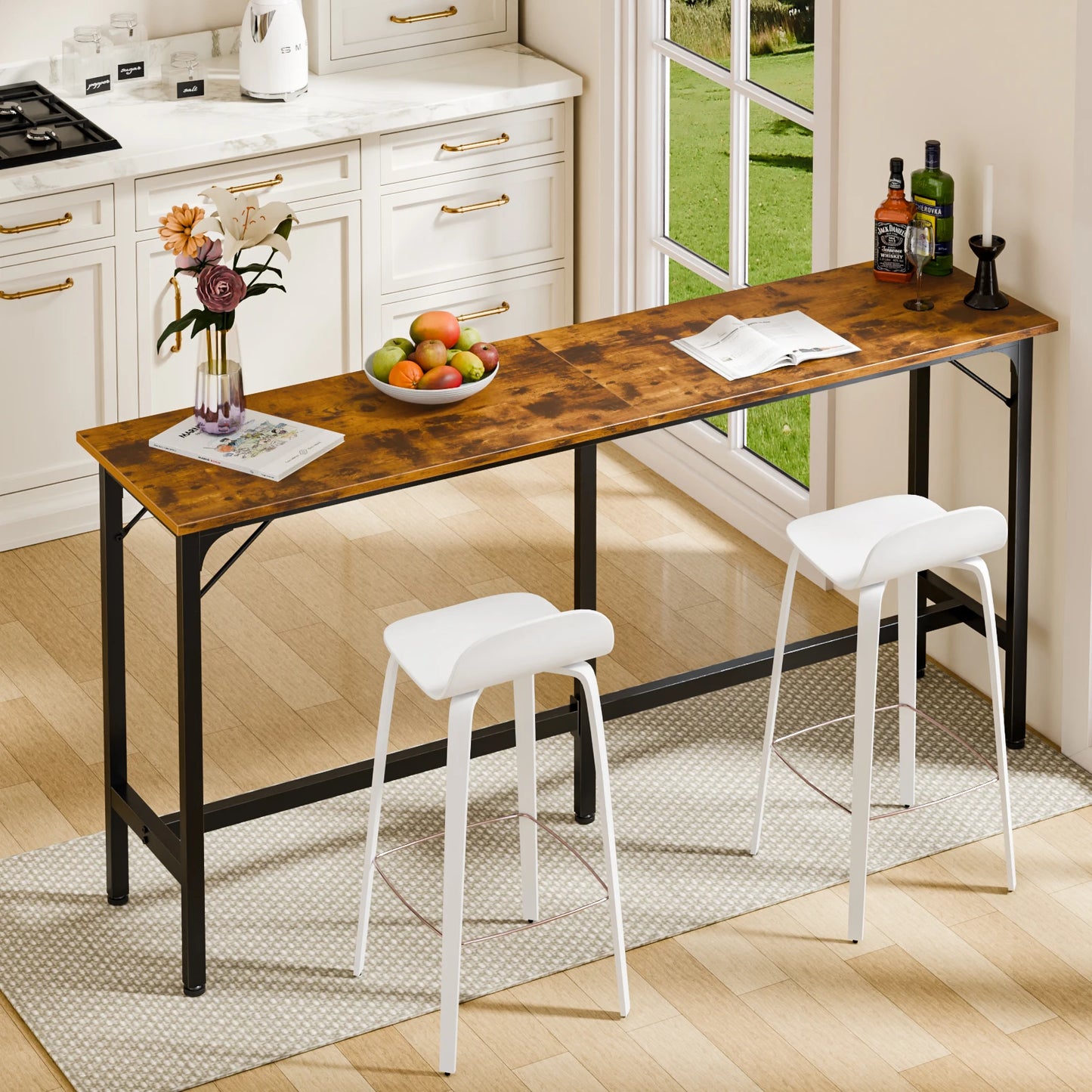 JHK 71IN Rectangular High Top Coffee Table Counter Height Bar Table Side Table Standing Desk Dining Table For Living Room