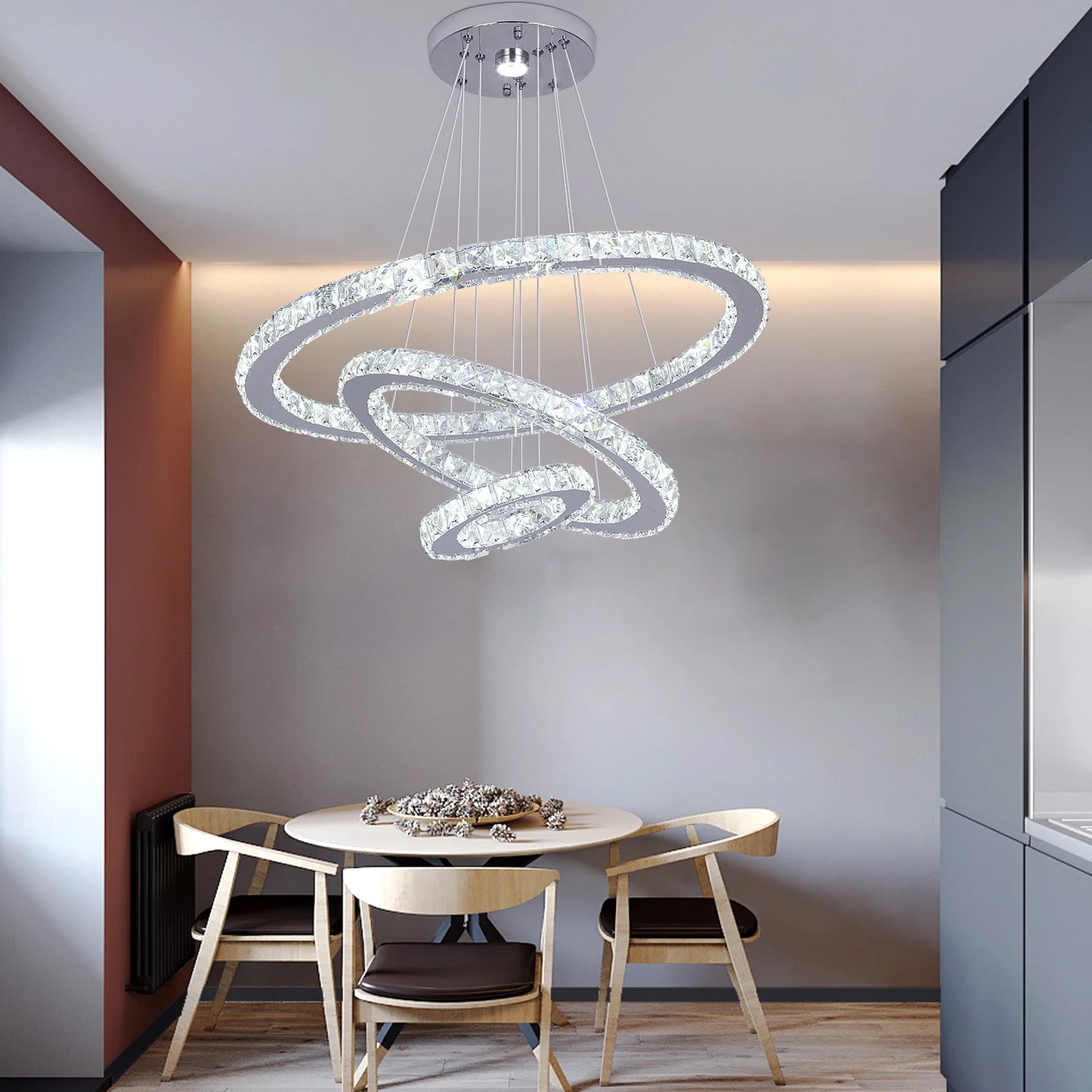 Crystal Pendant Light Living Room Remote Control Gold Chrome Lustre Ceiling Chandeilers Lamp for Bedroom Home Decoration Luminai