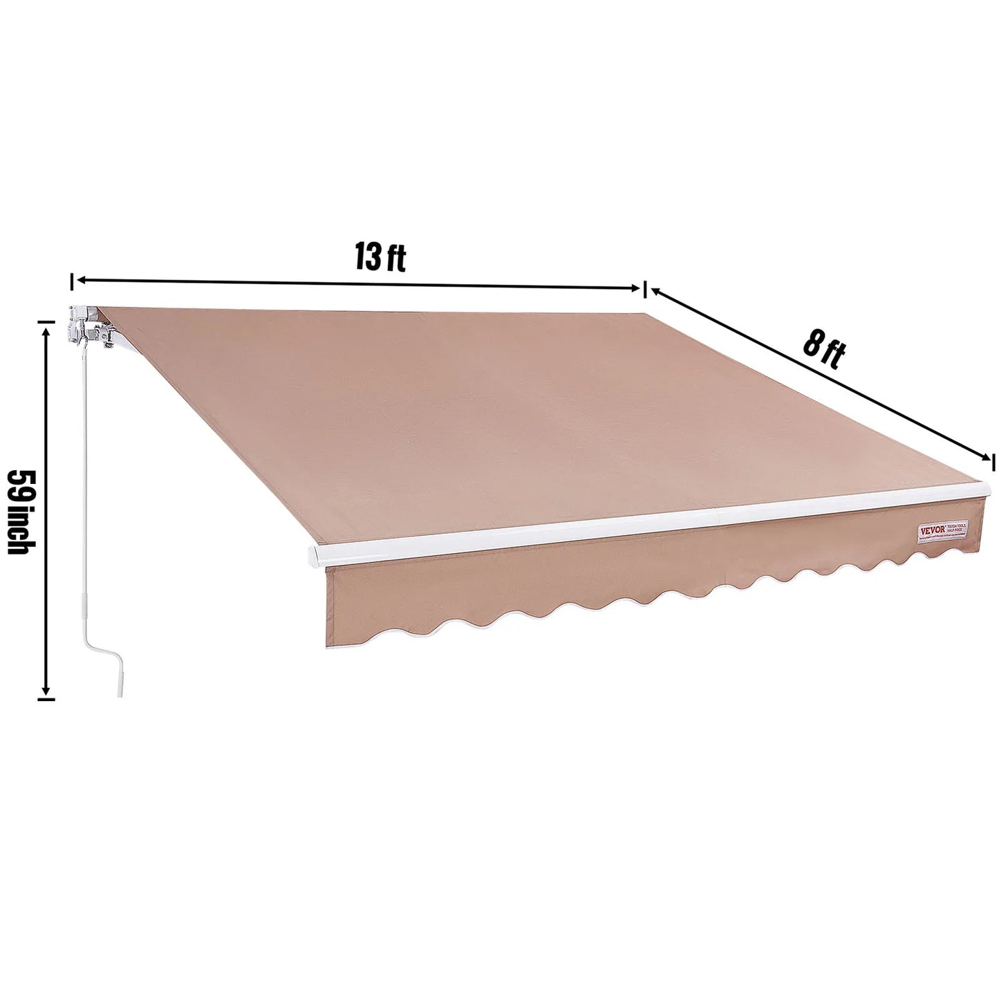 SucceBuy Manual Retractable Awning Outdoor Awning Retractable Sun Shade Water-Resistant Polyester Patio Door Window for Backyard