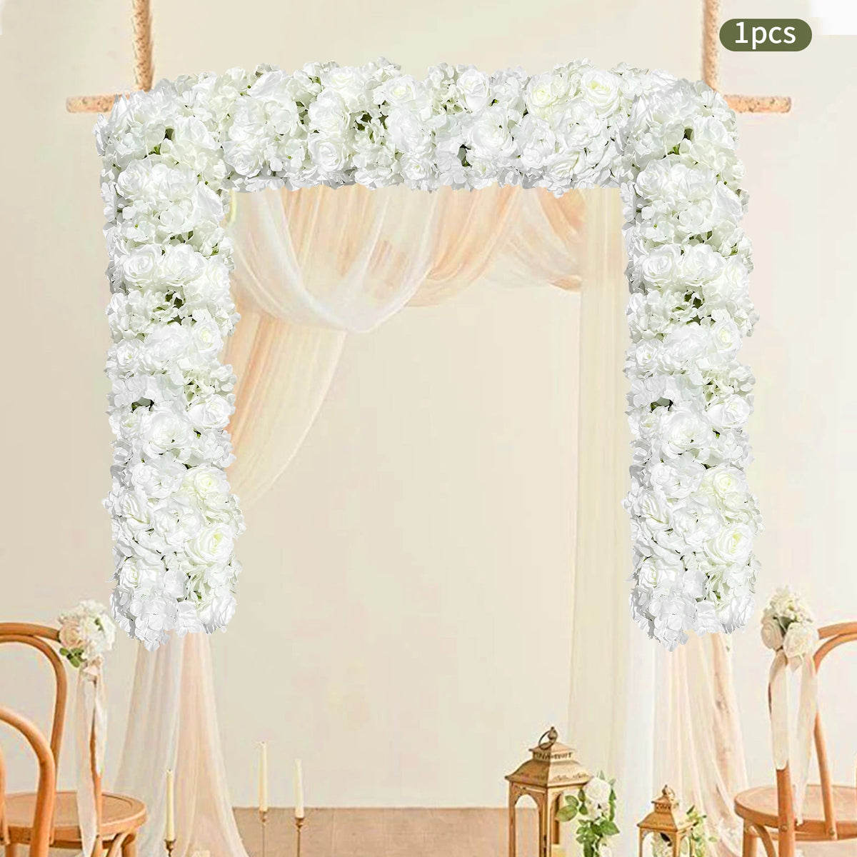 Artificial Flower Flower Wall Display White Rose Hydrangea Dahlia for Wedding Backdrop Table Decoration DIY Reusable Home Party