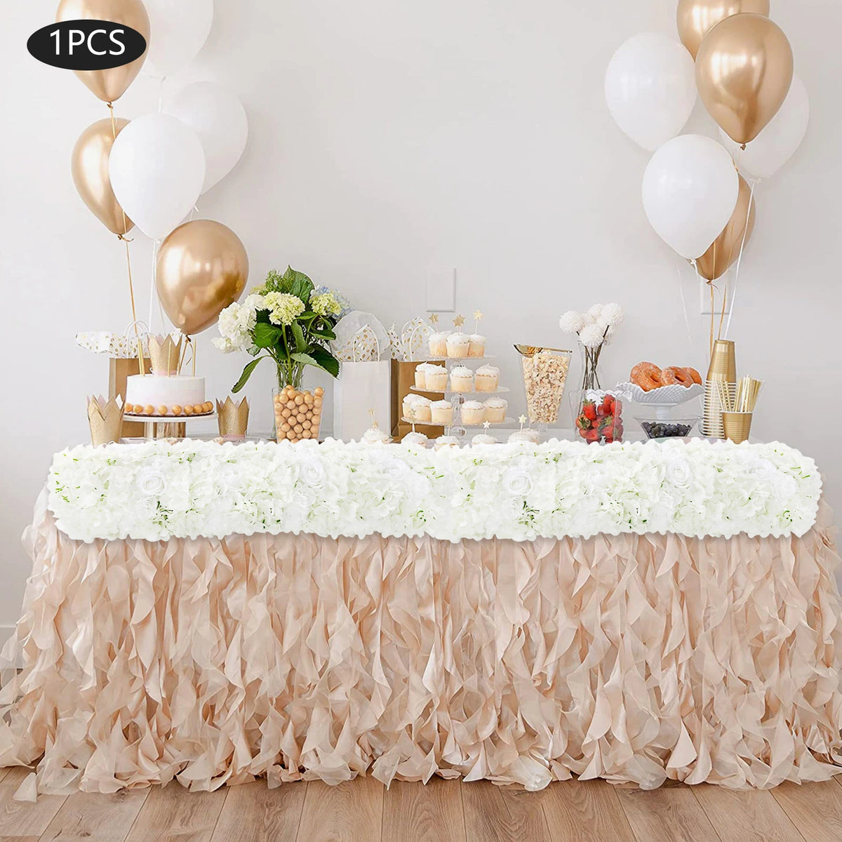 Artificial Flower Flower Wall Display White Rose Hydrangea Dahlia for Wedding Backdrop Table Decoration DIY Reusable Home Party