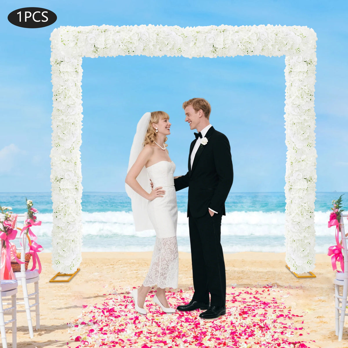 Artificial Flower Flower Wall Display White Rose Hydrangea Dahlia for Wedding Backdrop Table Decoration DIY Reusable Home Party