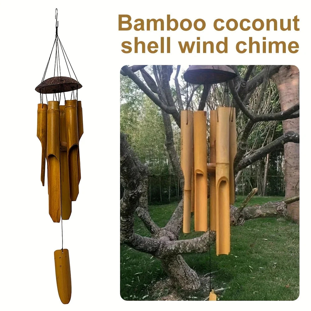 63.5cm Garden Bamboo Wind Chimes Living Room Decor Fall Decor, Christmas Halloween Festive Decorations Outdoor Wooden Wind Chime