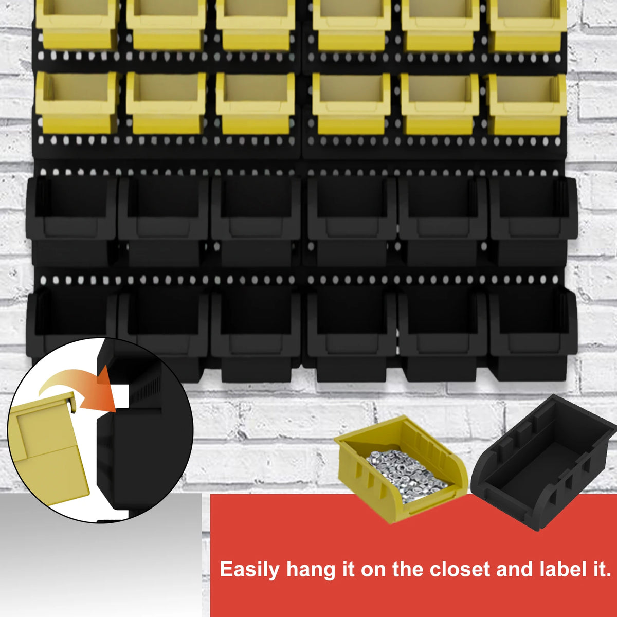 30pcs Wall-Mounted Storage Bins Set Wall-Mounted Storage Rack System Organizer Garage Plastic Shop Tool For Men'S Gift Duty Gara
