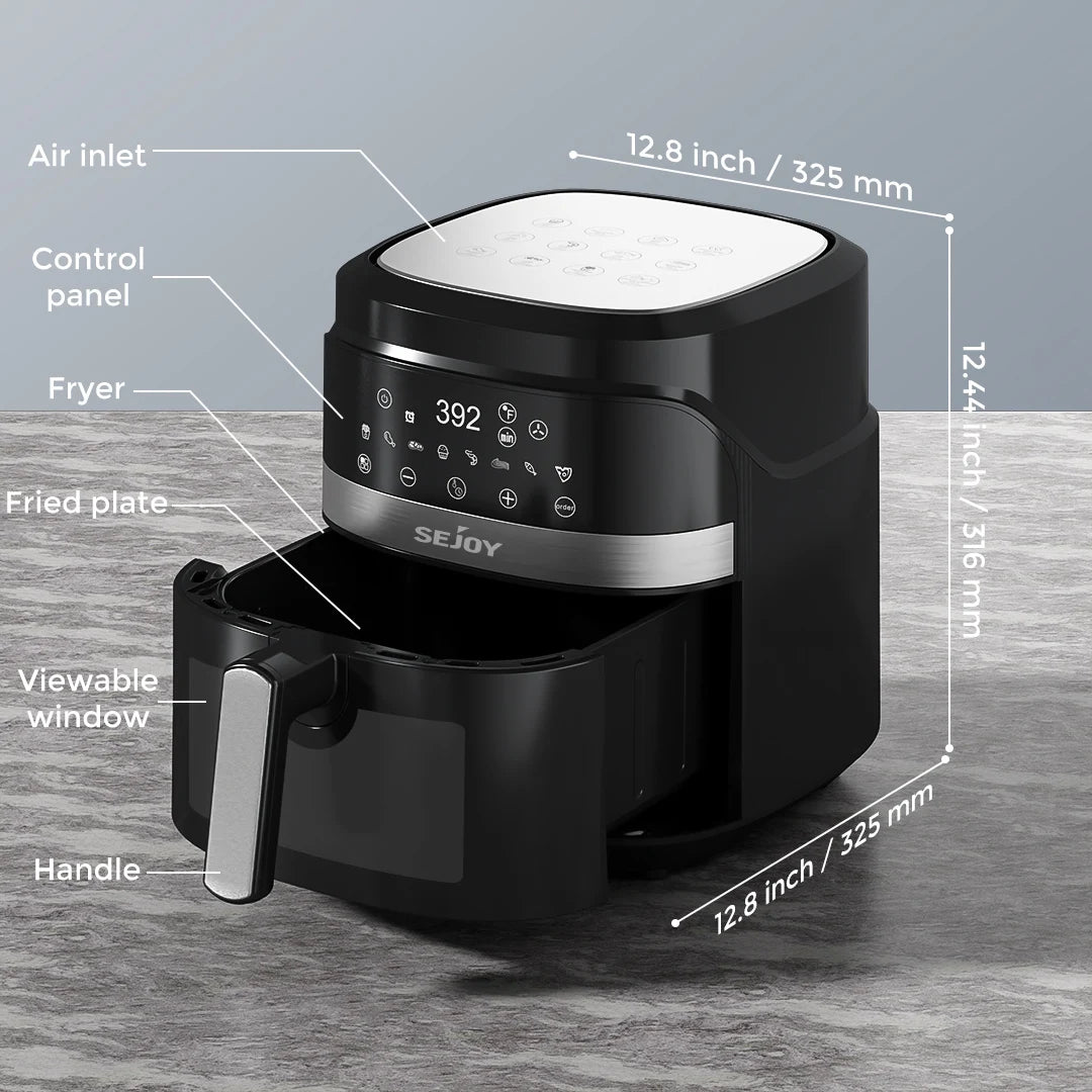 8-in-1 Air Fryer 6 Qt, Premium Ceramic Coating,Precise Heating for Even Results, Air Fry, Roast, Bake, Broil,Frozen, Proof,120V